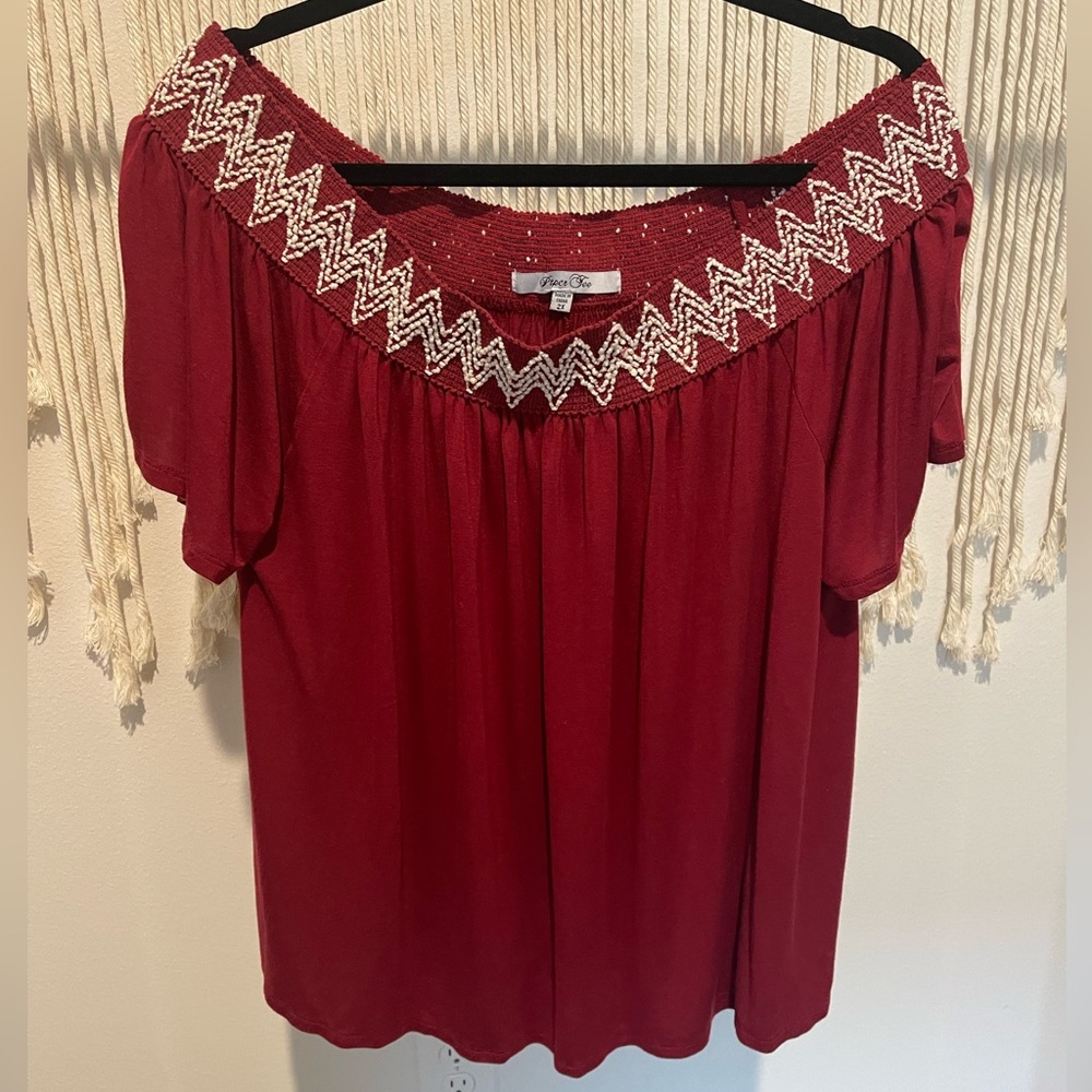 Paper Tee Western Boho Chic Off-the-Shoulder Blouse Size 2x